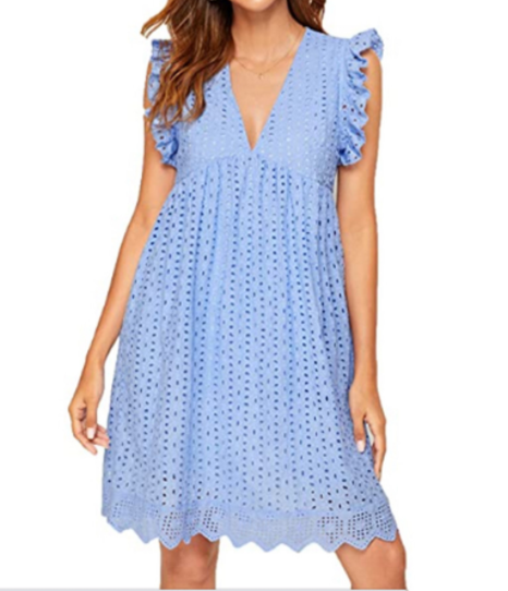 V-Neck Lace Beach Dress with Pockets