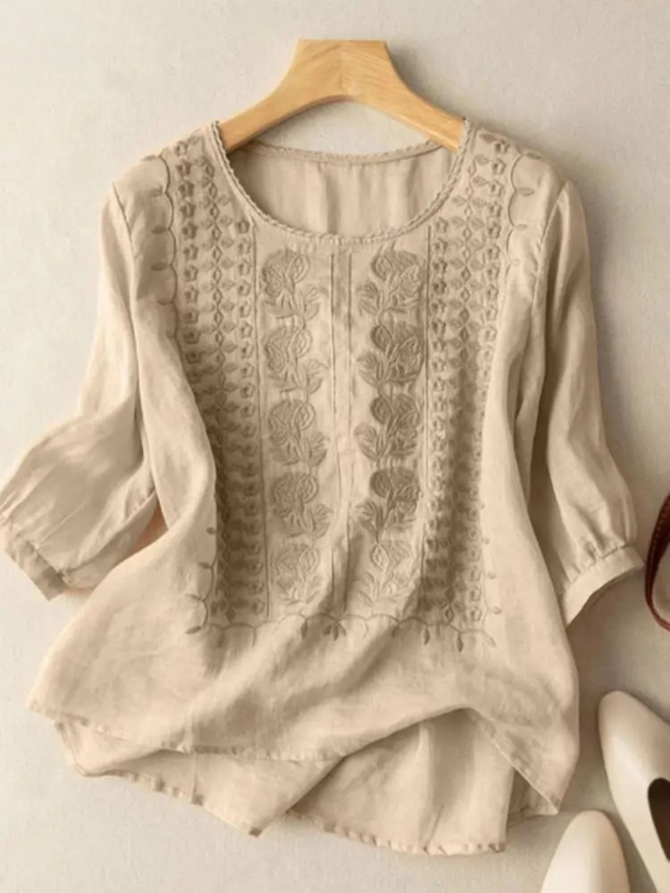 Florence™ | Embroidered Cotton Boho Blouse (Small Fit)