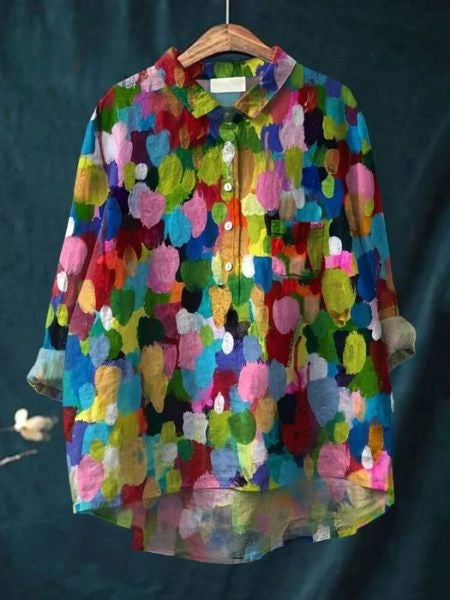 Flora™ | Vibrant Bloom Button-Up Blouse