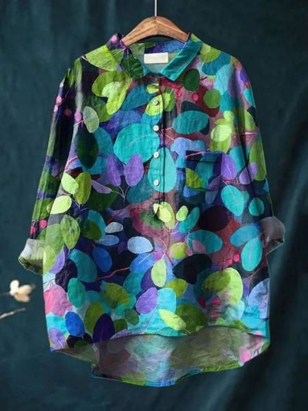 Flora™ | Vibrant Bloom Button-Up Blouse