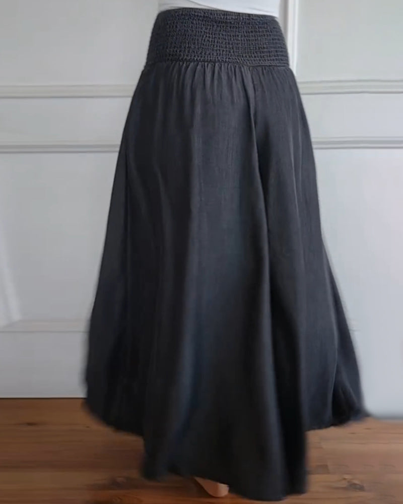 Maya™ | Flowy Wide-Leg Pants with Smocked Waist