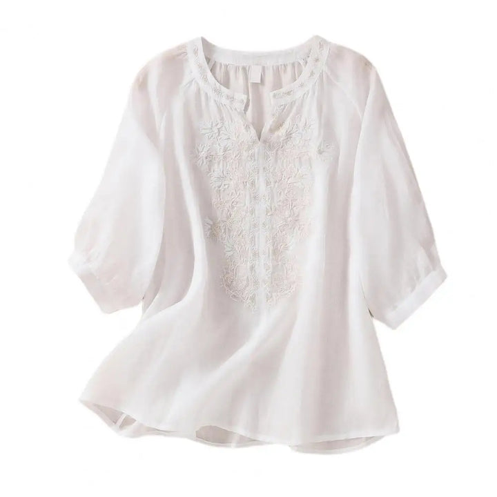 Rosalie™ | Embroidered Cotton Floral Blouse