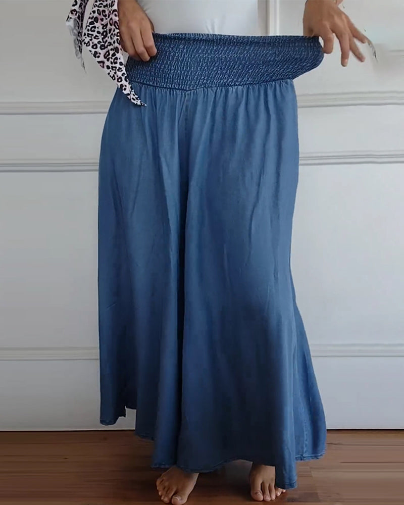 Maya™ | Flowy Wide-Leg Pants with Smocked Waist