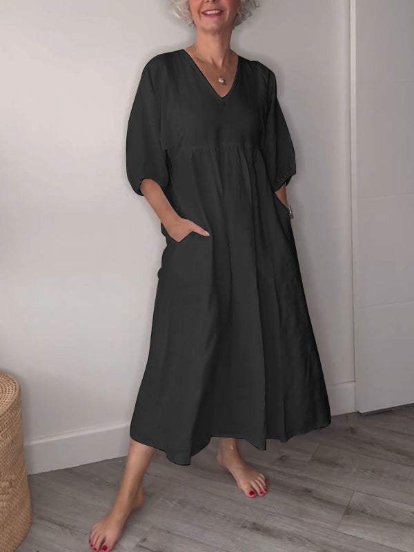 Eleanor™ | Relaxed Elegance V-Neck Maxi Dress